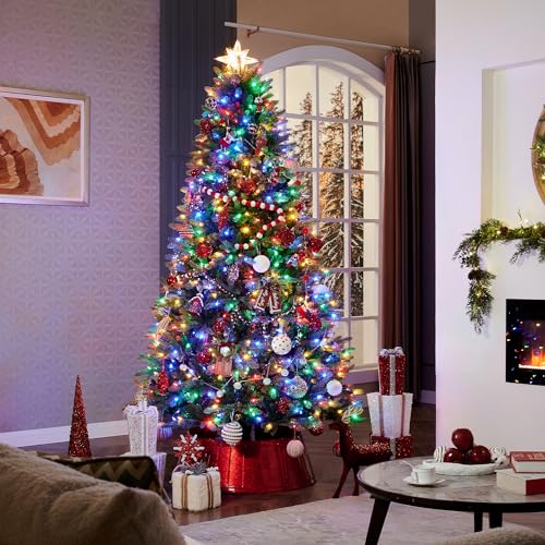 Product: Honeywell 7.5 ft Pre-Lit Artificial Christmas Tree, Regal Fir Xmas Tree with 700 Color Changing LED, 2569 PE/PVC Tips, Tree Top Connector, Entire Tree UL Certified