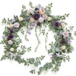 Product: Ling's Moment 9FT Eucalyptus and Willow Leaf Garland with White Flower, Handcrafted Wedding Sweetheart Table Centerpieces Head Table Decor Arch Backdrop Decorations for Wedding | Lavender Purple