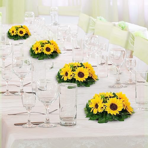 Product: BLOSMON Sunflowers Artificial Flowers Centerpieces - 6 Pcs Fake Yellow Sunflower Flowers Ball Center Piece Decoration for Wedding Table Silk Kissing Floral Arrangements for Home Party Event DIY Decor
