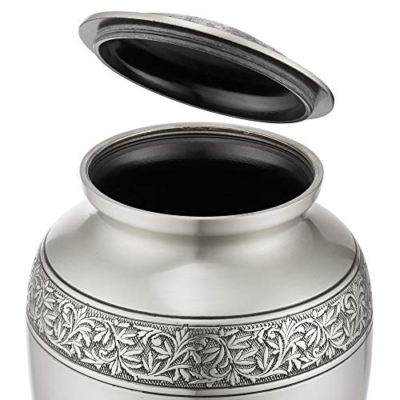 Silky Flower Store Cremation Memorial Urn for Human Ashes, Silver Adult Funeral Urn, Velvet Bag 20.5cm 10 10 Product: Reminded Cremation Memorial Urn for Human Ashes, Silver Adult Funeral Urn with Velvet Bag