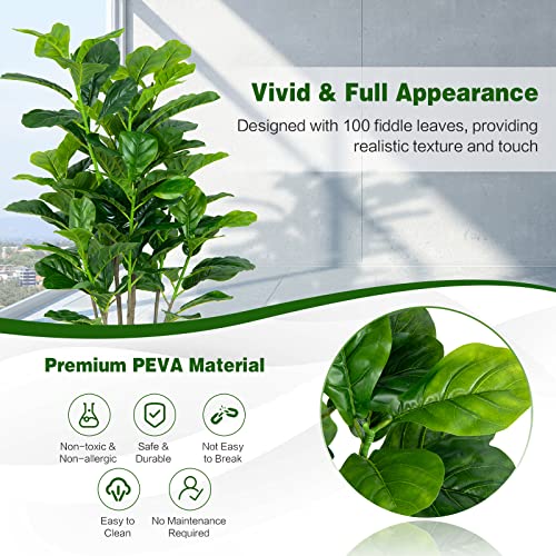 Product: Goplus 2-Pack 51'' Tall Fake Fiddle Leaf Fig Trees - Lush Artificial Greenery for Home & Office Decor