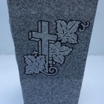Product: Granite Memorial Vase with Design Tapered (5"x4"x9") Gray