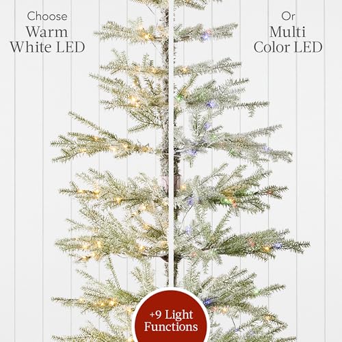 Product: Best Choice Products Pre-Lit Sparse Christmas Tree 6ft Artificial Flocked Pine Holiday Décor Aspen Noble Fir 2-in-1 White & Multicolor LED Lights
