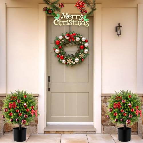 Product: Artificial Topiary Ball Tree 21" Tall - UV Resistant Faux Bush for Outdoor & Indoor Decor | Easy Care, No Assembly Required | Perfect for Porch, Garden, Living Room(Set of 2)