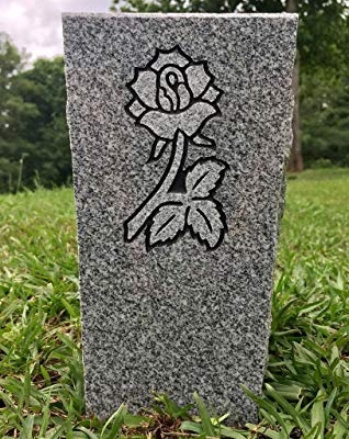 Silky Flower Store Granite Memorial Cemetery Vase Gray, Tapered Design, Outdoor Floral Holder, 5x4x9 16 16 Product: Granite Memorial Vase with Design Tapered (5"x4"x9") Gray