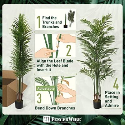 Product: Fencer Wire Artificial Palm Tree - 5/6/7 Feet Faux Dypsis Lutescens Potted Plant for Modern Home Office Decor, Perfect Housewarming Gift