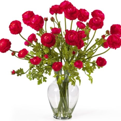 Product: Nearly Natural Ranunculus Liquid Illusion Silk Flower Arrangement