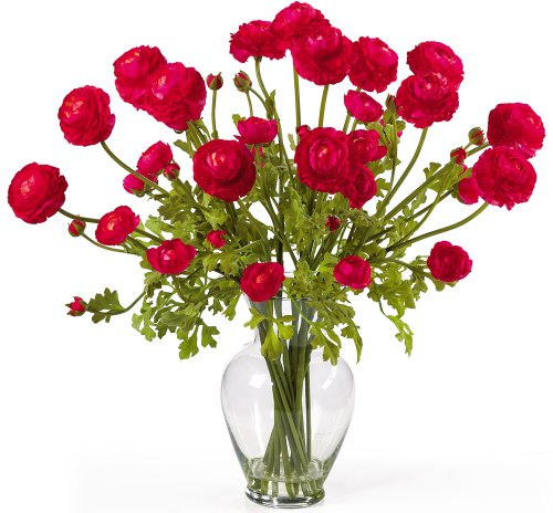 Product: Nearly Natural Ranunculus Liquid Illusion Silk Flower Arrangement