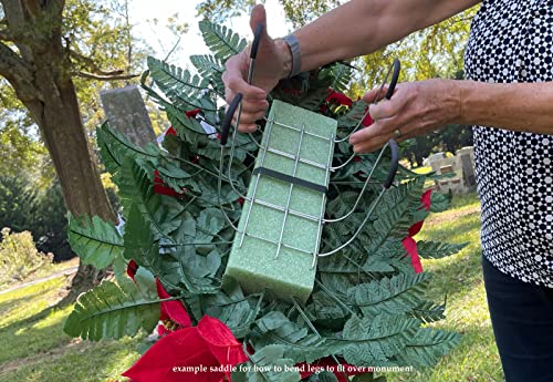 Product: Sympathy Silks Artificial Cemetery Flowers - Realistic - Outdoor Grave Decorations - Non-Bleed Colors, and Easy Fit -White Calla Lily & Daisy with Red Rose Saddle for Headstone