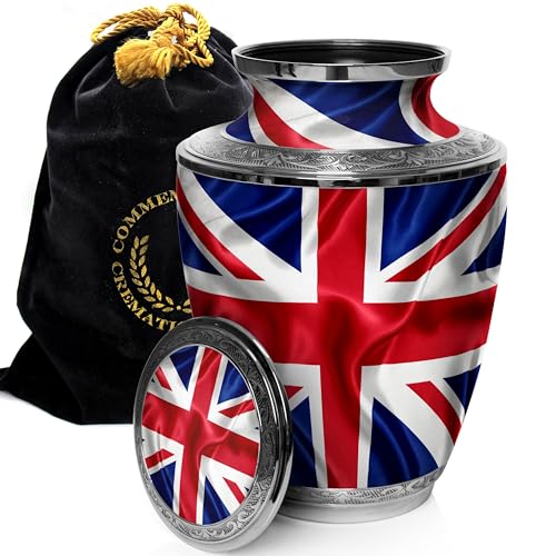 Product: UK Flag Cremation Urn for Human Ashes for Funeral, Burial or Home. Cremation Urns for Ashes Adult Male Large Urns for Dad and Cremation Urns for Human Ashes XL Large & Small Military & Veteran