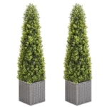 Product: SEVENLOVE 48 Inch Artificial Boxwood Outdoor Topiary Tree Set of 2, 4FT Potted Boxwood Tree Cone Topiary Artificial Plant Shrub for Front Porch Home Office Decor…