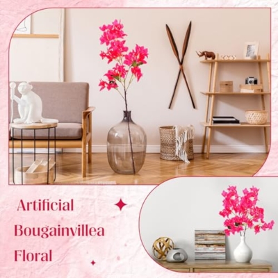 Silky Flower Store Artificial Bougainvillea Silk Stem, Rose Red Floral Arrangement, 30 Pack, 38in/96cm 9 9 Product: Yuxung 30 Pack Artificial Bougainvillea Floral 38" Silk Long Stem Bougainvillea Plants Hanging Table Centerpiece for Home Wedding Indoor Outdoor Decorations (Rose Red)
