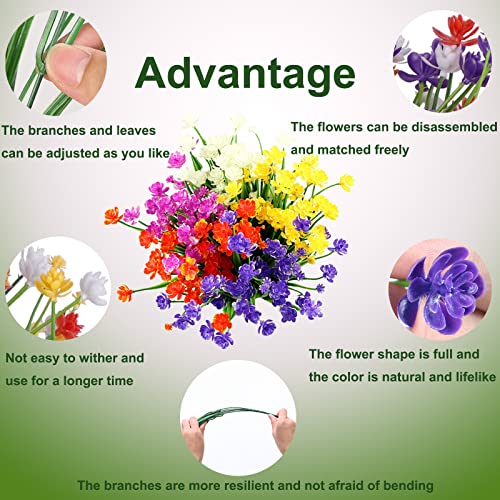 Silky Flower Store Artificial Outdoor Fake Flowers, UV Resistant Faux Gypsophila Shrubs, Indoor Outdoor Decor, 10 Bundles 32.5cm 2 2 Product: 10 Bundles Artificial Outdoor Fake Flowers UV Resistant Shrubs Plants, Faux Plastic Greenery Gypsophila for Indoor Outdoor Hanging Plants Garden Porch Window Box Home Wedding Farmhouse Decor