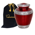 Product: Elite Crimson Cloud and Silver Cremation Urn - Large Crimson Funeral Urn with Free Bag - Handcrafted Adult Crimson Urn for Human Ashes - New ~ Good Deal