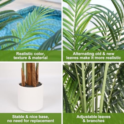 Product: ProDeco Artificial Palm Tree 6Ft Faux Silk Green Realistic Decorative Tall Fake Potted Plants Artificial for Bedroom Living Room Office Home Decor Indoor Outdoor