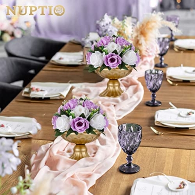 Silky Flower Store Lilac White Artificial Flower Wedding Centrepieces, NUPTIO Rose Ball Table Decor, 10 Pcs 9.5in Diameter 9 9 Product: NUPTIO Flower Wedding Centrepieces for Tables - 10 Pcs 9.5in Diameter Lilac & White Artificial Flowers Rose Ball for Centerpieces Table - Fake Rose Arrangements for Weddings Birthday Party Decor