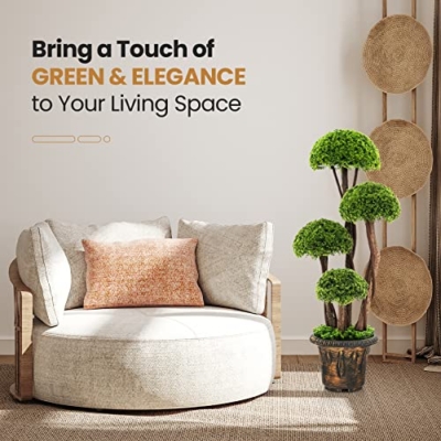 Product: Goplus Artificial Cypress Topiary Ball Tree, 3 Ft Tall Artificial Plant, Indoor/Outdoor Topiary Trees with Golden Cement Pot, Fake Greenery Plants Decorative Trees for Office Home Front Door