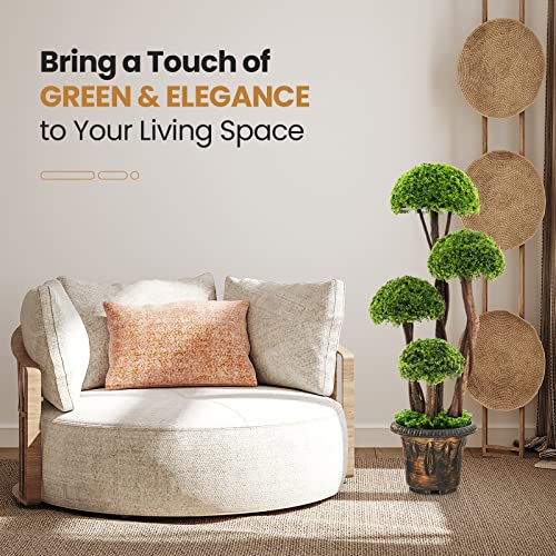 Product: Goplus Artificial Cypress Topiary Ball Tree, 3 Ft Tall Artificial Plant, Indoor/Outdoor Topiary Trees with Golden Cement Pot, Fake Greenery Plants Decorative Trees for Office Home Front Door