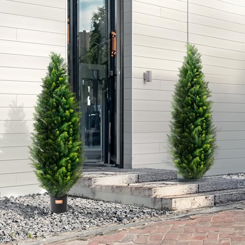 Silky Flower Store Artificial Cedar Topiary Tree, Faux Evergreen Plant, 48 inch Tall, 2 Pieces 8 8 Product: VEVOR Artificial Cedar Topiary Tree, 48 inch Tall (2 Pieces), with Extra Leaves & Pot Faux Evergreen Fake Pine Cypress Trees Plant, UV Rated Artificial Greenery Set for Home Decor Indoor/Outdoor