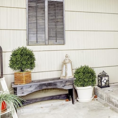 Product: Azoco 27“ Realistic Artificial Boxwood Topiary Trees Set of 2, Faux Boxwood Plants Outdoor UV-Resistant, No Maintenance Curb Appeal Fake Evergreen Bushes & Shrubs for Front Porch Outside Planter Decor
