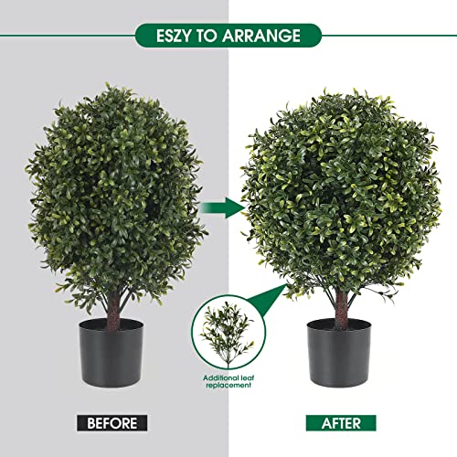 Product: 21 Inch Artificial Topiary Boxwood Ball Trees – Decorative Fake Greenery in Planter Pots for Front Porch, Indoor Walkway, Entryway Decorating, Set of 2