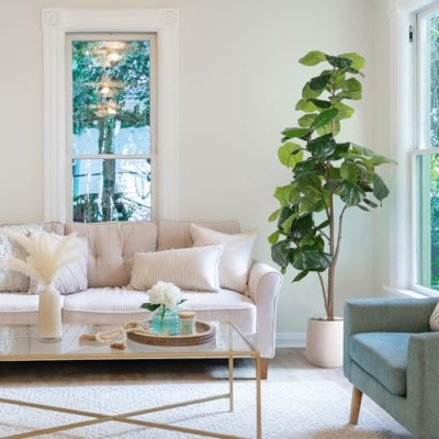 Product: Jocoevol Artificial Fiddle Leaf Tree, 6ft Faux Plant Fake Ficus Lyrata Trees with White Planter, Artificial Fig Trees Floor Plants for House Office Living Room Indoor Home Decor, Housewarming Gift
