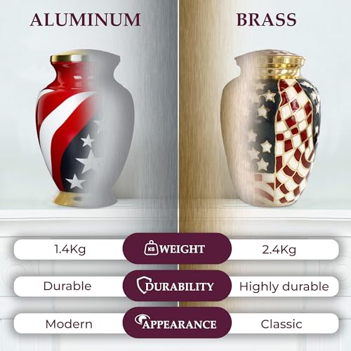 Product: Trupoint Memorials Cremation Urns for Human Ashes, Military and Patriotic Decorative Burial Urn for Veteran Adult Men and Women, Large Bronze