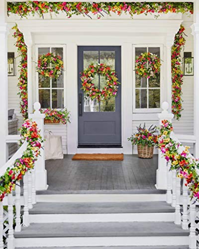 Silky Flower Store Artificial Floral Outdoor Wreath, Balsam Hill Meadow Lavender Chrysanthemums Wildflowers, 28in 3 3 Product: Balsam Hill 28in Meadow Outdoor Floral Artificial Wreath