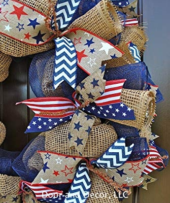 Silky Flower Store Patriotic Mesh Wreath, July 4th Memorial Day Father’s Day Labor Day Door Decor, Handmade USA, 24 Inch Diameter 10 10 Product: Patriotic Mesh Wreath for July 4th, Memorial Day, Father's Day, and Labor Day in 24 inch Diameter