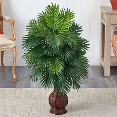 Silky Flower Store Nearly Natural Areca Palm Silk Plant in Urn, Artificial Indoor Faux Palm Decor for Home Office 32.5cm 12 12 Product: Nearly Natural Areca Palm Silk Plant in Urn - Lifelike Indoor Decor for Home & Office