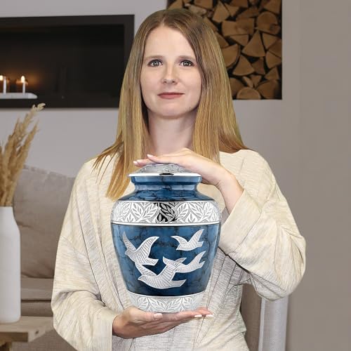 Product: Trupoint Memorials Cremation Urns for Human Ashes, Decorative Burial Urn for Adult Men & Women – Large, Blue Birds