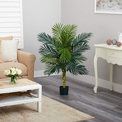 Product: Nearly Natural 4' Spiked Agave Plant, Green 5357 4ft. Golden Cane Palm Tree,Green