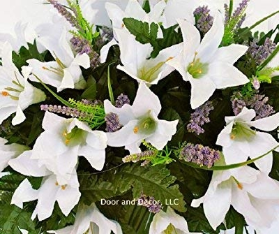 Silky Flower Store Cemetery Spring Flowers White Lilly Mix Headstone Saddle, Sympathy Grave Decor, Artificial Floral Arrangement 20.5cm 8 8 Product: Cemetery Spring Flowers ~Spring white lilly mix~headstone saddle arrangement~cemetery flower service~grave site decor~sympathy flowers~flowers for graves~Lillies and wildflowers