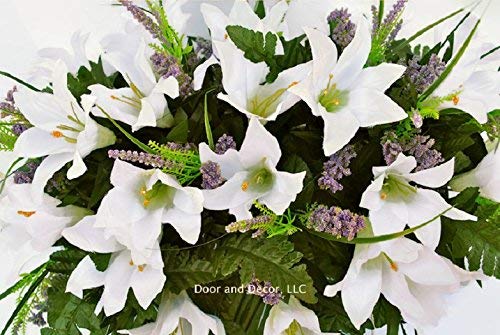 Silky Flower Store Cemetery Spring Flowers White Lilly Mix Headstone Saddle, Sympathy Grave Decor, Artificial Floral Arrangement 20.5cm 3 3 Product: Cemetery Spring Flowers ~Spring white lilly mix~headstone saddle arrangement~cemetery flower service~grave site decor~sympathy flowers~flowers for graves~Lillies and wildflowers