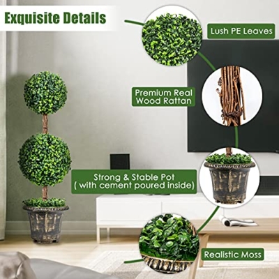 Silky Flower Store Artificial Boxwood Topiary Tree, Faux Greenery Ball Tree, PE Leaves, Cement Filled Pot, Indoor Outdoor Decor, 3 Ft 13 13 Product: Goplus 3 Ft Artificial Boxwood Topiary Tree, Fake Greenery Plants Ball Tree, Leaves & Cement-Filled Plastic Flower Pot Decorative Trees for Home Office Indoor Outdoor