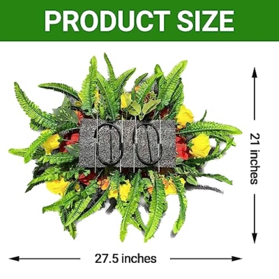 Silky Flower Store Red Artificial Cemetery Flowers, GRPFS Headstone Flower Saddle, Realistic Crimson Memorial Floral Arrangement, 20.5cm 10 10 Product: Realistic Red Artificial Cemetery Flowers - GRPFS Headstone Flower Saddle for Graves