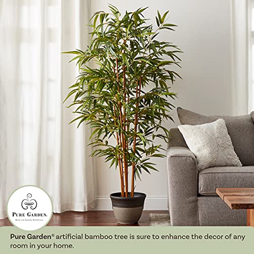 Silky Flower Store Pure Garden Artificial Bamboo Tree, 6FT Fake Plant, Adjustable Leaves, Pot, Indoor Faux Greenery 6.5in pot 6FT 4 4 Product: Artificial Bamboo Tree - 6FT Fake Plant with Adjustable Leaves and Pot - Faux Plants Indoor for Home, Restaurant, or Office Décor by Pure Garden