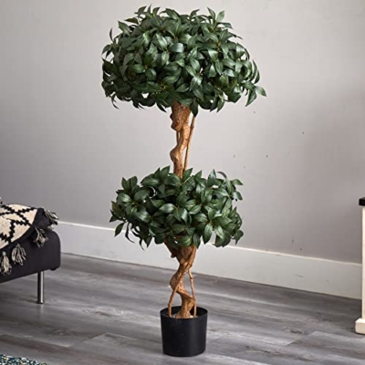 Product: Nearly Natural 4ft. Sweet Bay Double Ball Topiary Silk Tree