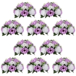 Product: NUPTIO Flower Wedding Centrepieces for Tables - 10 Pcs 9.5in Diameter Lilac & White Artificial Flowers Rose Ball for Centerpieces Table - Fake Rose Arrangements for Weddings Birthday Party Decor