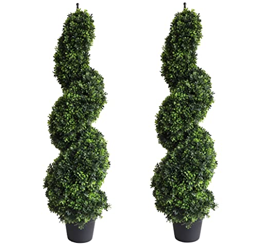 Product: 43.3 Inch Artificial Spiral Boxwood Topiary Trees, 2Pcs Faux Boxwood Plants Potted for Indoor Outdoor Decor
