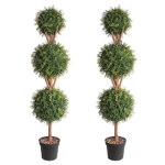 Product: 55 Inch Artificial Boxwood Topiary Trees Triple Ball, Set of 2 Faux Trees for Indoor and Outdoor Use