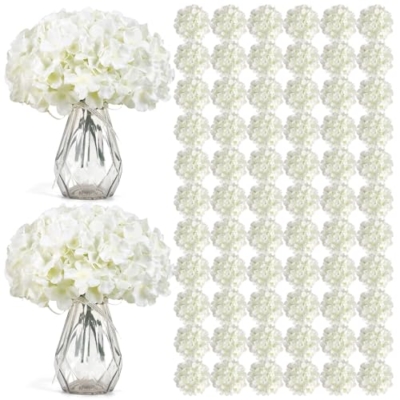 Product: Auihiay 104 PCS Artificial Hydrangea Flowers, Silk Hydrangea Artificial Flowers Heads with Stems, Full Hydrangea Flowers for Wedding Centerpieces, Home Garden Party Decor (Ivory)