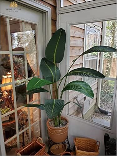 Product: Bagari One 5 Foot Artificial Silk Bird of Paradise Palm Tree Potted Plant