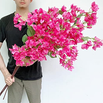 Silky Flower Store Artificial Bougainvillea Silk Flower Branches, Hot Pink Floral Decor, Bulk 40Pcs 45cm 15 15 Product: 40Pcs in Bulk Artificial Bougainvillea Silk Flowers Branches Long Plant Stems 45" for Wedding Centerpieces, Bussiness Decoration Project, Indoor & Outdoor Decoration (Hot Pink - 40Pcs)
