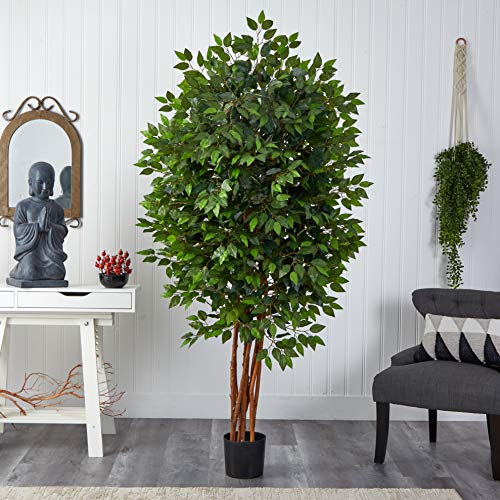 Product: Nearly Natural 6.5FT Artificial Deluxe Ficus Tree for Indoor Home Décor, Large Fake Plant with Black Nursery Planter, Faux Ficus Tree
