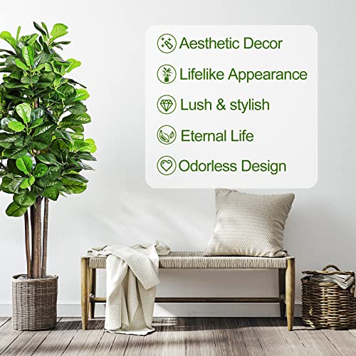 Product: Keeplush 6ft Artificial Fiddle Leaf Fig Tree with 168 Leaves 6 Tree Trunks, Large Faux Ficus Lyrata Tall Fake Tree Floor Plant in Pot for Indoor Home Living Room Office Outdoor Decor (Moss Included)