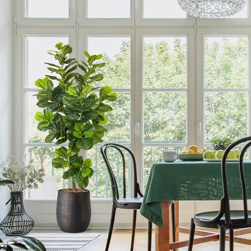 Product: KOL 6.2ft 2-Pack Artificial Fiddle Leaf Fig Trees, 74.8’’ Tall Fake Ficus Lyrata Plants, Faux Greenery for Home, Office, Living Room, Indoor & Outdoor Decoration, Housewarming Gift