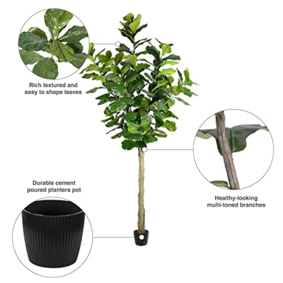 Silky Flower Store Faux Fiddle Leaf Fig Tree, Vickerman Artificial Indoor Decor, Green Silk Plant, 10ft Tall 16 16 Product: Vickerman Everyday Faux Fiddle Leaf Fig Tree 10ft Tall Green Silk Artificial Indoor Fiddle Plant With 184 Large Fiddle Leaves Single Stem Home Office Decor