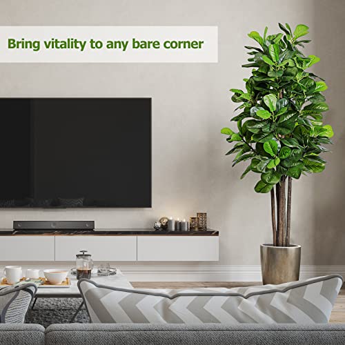 Product: Keeplush 6ft Artificial Fiddle Leaf Fig Tree with 168 Leaves 6 Tree Trunks, Large Faux Ficus Lyrata Tall Fake Tree Floor Plant in Pot for Indoor Home Living Room Office Outdoor Decor (Moss Included)