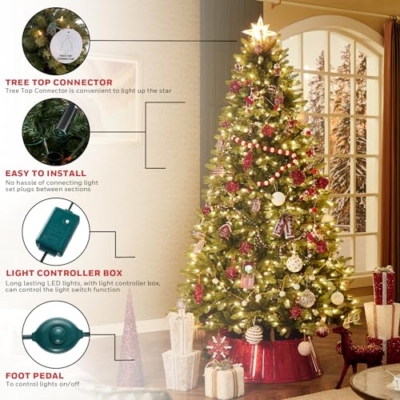 Product: Honeywell 7.5 ft Pre-Lit Artificial Christmas Tree, Regal Fir Xmas Tree with 700 Color Changing LED, 2569 PE/PVC Tips, Tree Top Connector, Entire Tree UL Certified